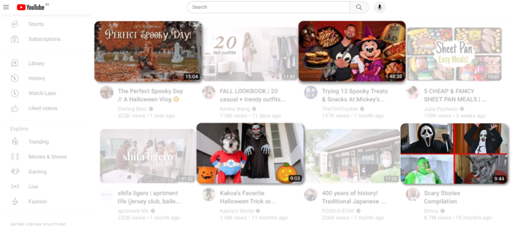 Vídeos que se muestran como interesantes para el usuario gracias a la IA Spotlights Moments que incorpora YouTube. 