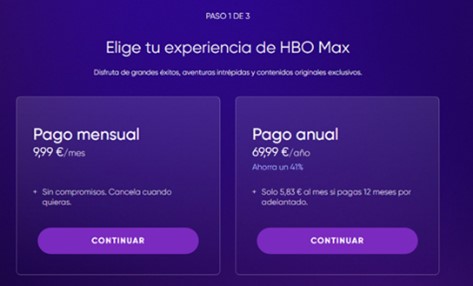 ejemplo de un banner de HBO de sus planes